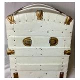 Antique Domed Top Painted Trunk with Gold Toned Accents