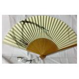 Asian Collection of Vases, Fans, Pitcher, Plate and Carved Village Scene