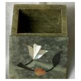 Asian Collection of Vases, Fans, Pitcher, Plate and Carved Village Scene