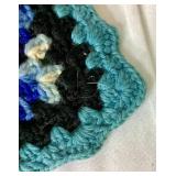 Vintage Crocheted Blanket in Beautiful Blues 50" x 60"