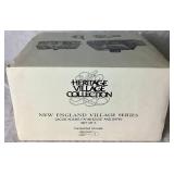 Dept 56 Retired New England Village Series Yankee Jud Bell Casting, Jannes Mullet Amish Barn and Jacob Adams Farmhouse and Barn