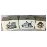 Dept 56 Retired New England Village Series J. Hudson Stoveworks, Bluebird Seed and Bulb and Otis Hayes Butcher