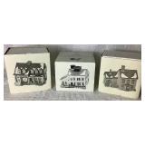 New England Village Series Retired Dept 56 Berkshire House, Jeremiah Brewster House and Jannes Mullet Amish Farm House
