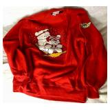 Miscellaneous SantaBear Collection - Outoor Flag Cookie Mold, 2 Decorative Water Globes, Button Covers, 1996 Throw Blanket, Santa Bear Sweatshirts (2 L and 3 XL), and Small Photo Album