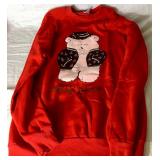 Miscellaneous SantaBear Collection - Outoor Flag Cookie Mold, 2 Decorative Water Globes, Button Covers, 1996 Throw Blanket, Santa Bear Sweatshirts (2 L and 3 XL), and Small Photo Album