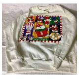 Miscellaneous SantaBear Collection - Outoor Flag Cookie Mold, 2 Decorative Water Globes, Button Covers, 1996 Throw Blanket, Santa Bear Sweatshirts (2 L and 3 XL), and Small Photo Album