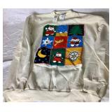 Miscellaneous SantaBear Collection - Outoor Flag Cookie Mold, 2 Decorative Water Globes, Button Covers, 1996 Throw Blanket, Santa Bear Sweatshirts (2 L and 3 XL), and Small Photo Album