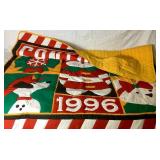 Miscellaneous SantaBear Collection - Outoor Flag Cookie Mold, 2 Decorative Water Globes, Button Covers, 1996 Throw Blanket, Santa Bear Sweatshirts (2 L and 3 XL), and Small Photo Album