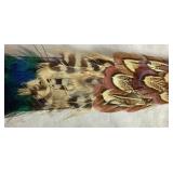 Brown Stetson 5X Beaver Felt Fur Cowboy Hat Size 7 3/8 with Feather Hat Band (Comes with Original Box) - small holes/imperfections on one side from pins placed on hat