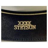 Smoke Grey Top Rail Style WF2527 Stetson 4X Beaver Fur Felt Cowboy Hat Size 7 1/4 - 58 with Rope Band and Feather Accent (Comes with Original Box)