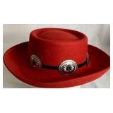 Vintage Western Hat Collection - Sonni San Francisco Woven Hat (No Size Marked), Fox Western Hat Co. Size 7, Red 100% Wool Felt Hat ( No Size Marked)