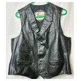 Bermans Vintage Leather Vest - Size 46, Diamond Plate Buffalo Leather Motorcycle Patch Vest - Size 3X, and Fingerless XL Gloves