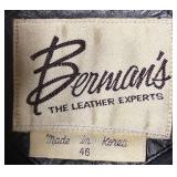 Bermans Vintage Leather Vest - Size 46, Diamond Plate Buffalo Leather Motorcycle Patch Vest - Size 3X, and Fingerless XL Gloves
