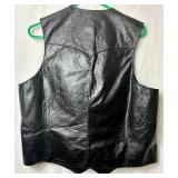 Bermans Vintage Leather Vest - Size 46, Diamond Plate Buffalo Leather Motorcycle Patch Vest - Size 3X, and Fingerless XL Gloves