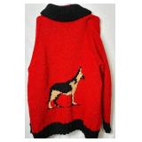 (2) Vintage Cowichan German Shepherd Hand Knit 100% Wool Zip Up Sweaters 