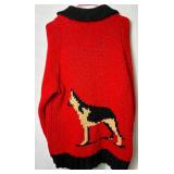 (2) Vintage Cowichan German Shepherd Hand Knit 100% Wool Zip Up Sweaters 