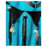 Miller Outwear Vintage Western Style Cow Suede Fringe and Feather Accented Sweater Size XL