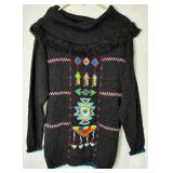 2 Victoria Jones Native American Inspired Beaded Cowl-Neck Sweaters Size L (one with tag still attached)