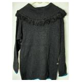 2 Victoria Jones Native American Inspired Beaded Cowl-Neck Sweaters Size L (one with tag still attached)