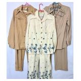 Set of 3 Womens 70s Embroidered/Embellished Polyester Pantsuits 