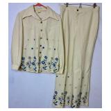 Set of 3 Womens 70s Embroidered/Embellished Polyester Pantsuits 