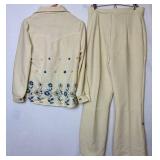 Set of 3 Womens 70s Embroidered/Embellished Polyester Pantsuits 