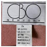 Pink 2Pc CBO New York Leather Suede Patchwork Set, Long-sleeve Button Up Top - Size 2X, and Skirt - Size 1X 