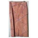 Pink 2Pc CBO New York Leather Suede Patchwork Set, Long-sleeve Button Up Top - Size 2X, and Skirt - Size 1X 