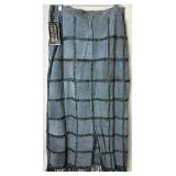 Grey 2Pc (Tags Still Attached) CBO New York Leather Suede Patchwork Long-sleeve Button Up Top and Skirt Set - Size 1X 