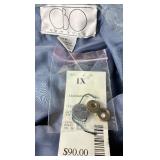Grey 2Pc (Tags Still Attached) CBO New York Leather Suede Patchwork Long-sleeve Button Up Top and Skirt Set - Size 1X 