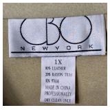 Tan 3Pc CBO New York Leather Suede Patchwork Pantsuit Set - Size 1X