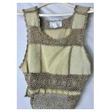 Tan 3Pc CBO New York Leather Suede Patchwork Pantsuit Set - Size 1X
