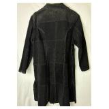 Black 2Pc CBO New York Leather  Suede Patchwork Long-sleeve Button Up Top and Pants Set - Size 1X 