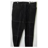 Black 2Pc CBO New York Leather  Suede Patchwork Long-sleeve Button Up Top and Pants Set - Size 1X 