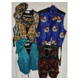 Vintage Scala Poinsettia Vest - Size 1X, (3) JC Sequined Vests - Sizes XL and XXL with Matching Hats and animal Animal Print Fanny Pack