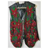 Vintage Scala Poinsettia Vest - Size 1X, (3) JC Sequined Vests - Sizes XL and XXL with Matching Hats and animal Animal Print Fanny Pack
