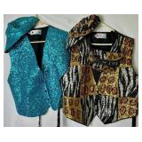 Vintage Scala Poinsettia Vest - Size 1X, (3) JC Sequined Vests - Sizes XL and XXL with Matching Hats and animal Animal Print Fanny Pack