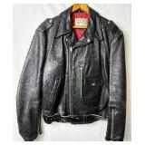 Hercules Outerwear by Sears Vintage Genuine Top Grain Front Quarter Horse Hide Leather Jacket with Belt