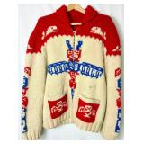 Mens Vintage Mary Maxim Wool Cowichan Totem Pole Full Zip Up Sweater