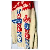 Mens Vintage Mary Maxim Wool Cowichan Totem Pole Full Zip Up Sweater