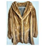 Marshall Fields Natural Female Demi Buff Mink 3/4 Coat, Hooks and Eye Closures and Cuffed Sleeve Finish