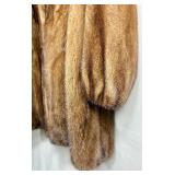 Marshall Fields Natural Female Demi Buff Mink 3/4 Coat, Hooks and Eye Closures and Cuffed Sleeve Finish