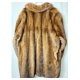 Marshall Fields Natural Female Demi Buff Mink 3/4 Coat, Hooks and Eye Closures and Cuffed Sleeve Finish