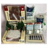 Large Bundle of Village Accessories - Includes: Lights Picket Fence, Lamp Posts, Trees, Snow, Two Landscape Pieces,  AC Power Adapters