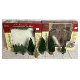 Large Bundle of Village Accessories - Includes: Lights Picket Fence, Lamp Posts, Trees, Snow, Two Landscape Pieces,  AC Power Adapters
