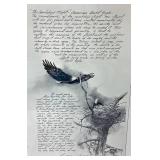 Mario Fernandez Bundle - Includes: 1983 Mario Fernandez Framed Sketches Behind "Courtship Flight" and Personally Dedicated and Framed "The Courtship Flight  Poster Print"