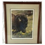 Witness of a Past - Bison Framed and Matted Print by Carl Brenders