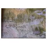 Vintage Cowboy Art - "Toll Collectors" 19.5" x 15.5" and "Loops and Swift Horses are Surer Than Lead" 19.5" x 15.5" by Charles Marion Russell and "Old Leather Denim and Dreams by R. Padre Johnson 36.5