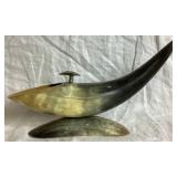 Set of Two Steer Horn Pipe Stand & Ashtray and Buffalo Horn