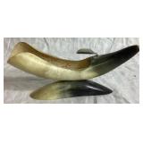Set of Two Steer Horn Pipe Stand & Ashtray and Buffalo Horn